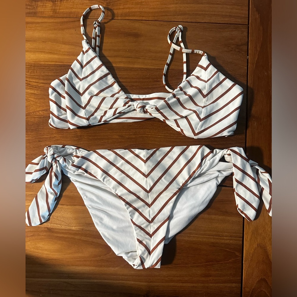 Women’s O’Neill Brown Stripe Bikini Top and Bottom